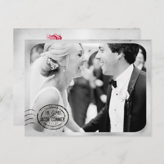 zwart wit bruiloft Dank u Briefkaart (Voorkant / Achterkant)