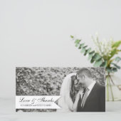 Zwart & wit bruiloft Dank u fotokaart Bedankkaart (Staand voorkant)
