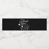 Zwart-wit bruiloft dank u gunst waterfles etiket (Enkel label)