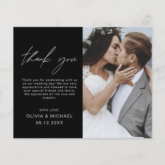 Zwart wit bruiloft dank u kaarten flyer (Voorkant)