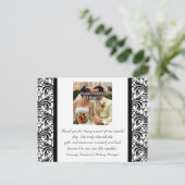 Zwart/wit bruiloft dank u kleur foto Briefkaart (Staand voorkant)