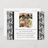 Zwart/wit bruiloft dank u kleur foto Briefkaart (Voorkant / Achterkant)