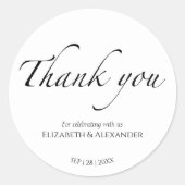 Zwart & Wit Bruiloft dank u Sticker (Voorkant)