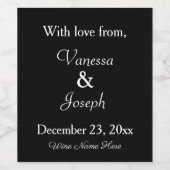 Zwart wit bruiloft dank u wijn labels wijn etiket (Enkel label)