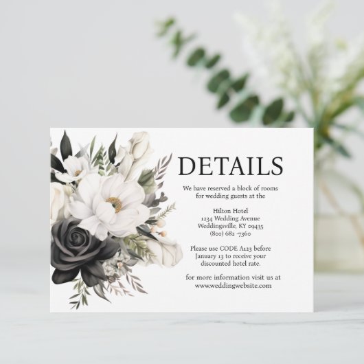 Zwart-wit bruiloft details behuizing Kaart (Staand voorkant)