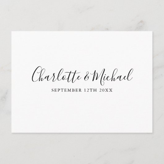 Zwart-wit bruiloft details informatie informatiekaartje (Achterkant)