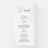 Zwart-wit bruiloft Drinken Bar Menu Banner (Verticaal)
