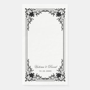 zwart-wit bruiloft Elegant script Servet
