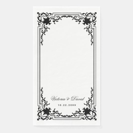 zwart-wit bruiloft Elegant script Servet (Voorkant)