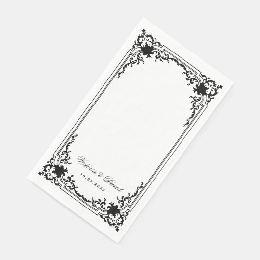 zwart-wit bruiloft Elegant script Servet (Hoek)