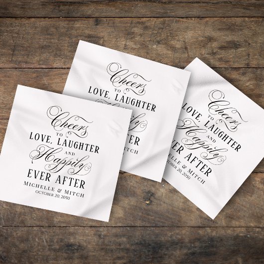 Zwart-wit Bruiloft Elegante Typografie Servet