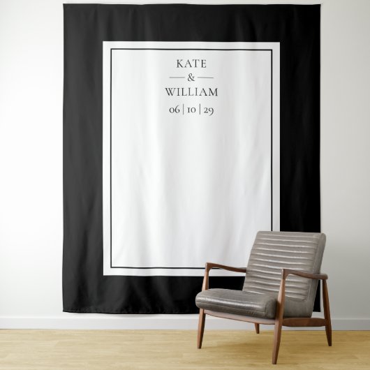 Zwart-wit bruiloft fotocabine achtergrond wandkleed (In situ)