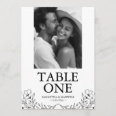 Zwart-wit bruiloft Fototafel Aantal Kaarten (Voorkant)
