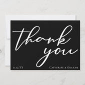 Zwart wit bruiloft gepersonaliseerde minimalist bedankkaart (Voorkant)