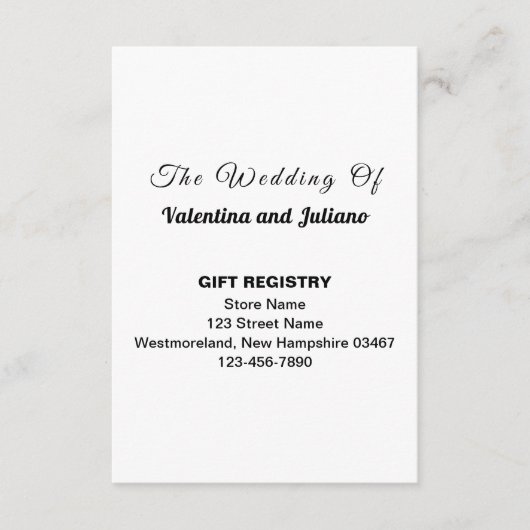 Zwart-wit Bruiloft Gift Registry Portret Informatiekaartje (Voorkant)
