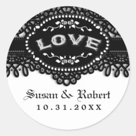 Zwart & Wit Bruiloft Gotische LIEFDE Envelop Label