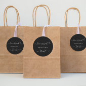 Zwart wit bruiloft gunst traktatie ronde sticker