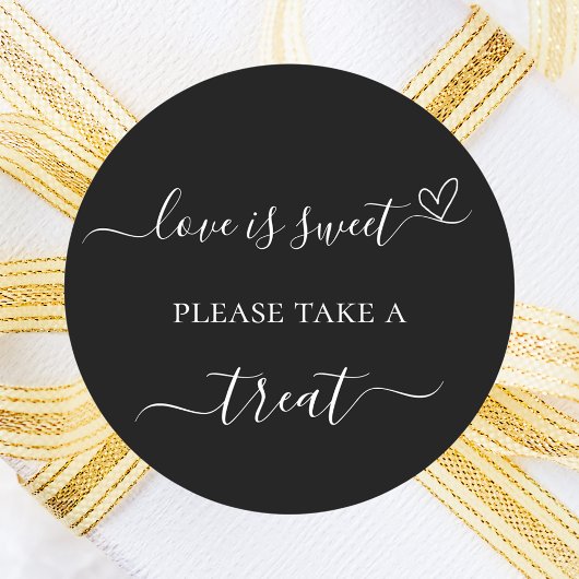 Zwart wit bruiloft gunst traktatie ronde sticker