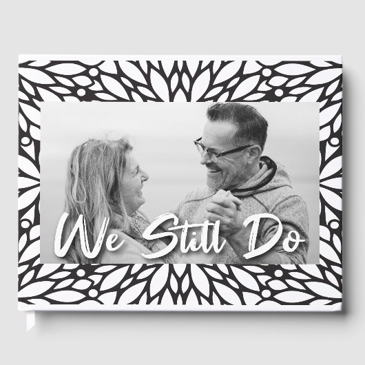 Zwart-wit bruiloft Jubileum 2 foto Gastenboek (Voorkant)