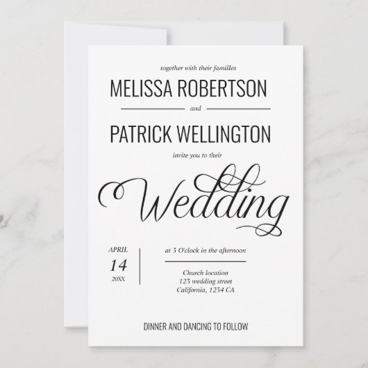 Zwart-wit bruiloft kaart (Voorkant)