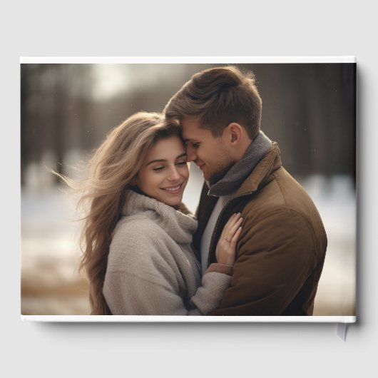 Zwart-wit bruiloft kalligrafie Classic Gastenboek (Achterkant)