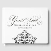 Zwart-wit bruiloft kalligrafie Classic Gastenboek (Voorkant)