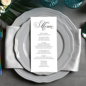 Zwart-wit Bruiloft Kalligrafie Diner Menu