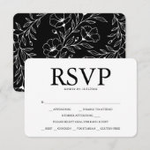Zwart-wit bruiloft maaltijd keuze RSVP-kaarten RSVP Kaartje (Voorkant / Achterkant)