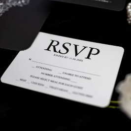 Zwart-wit bruiloft maaltijd keuze RSVP-kaarten RSVP Kaartje