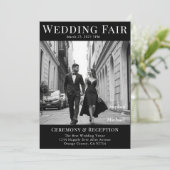 Zwart-wit bruiloft magazine cover kaart (Staand voorkant)