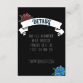 Zwart-wit bruiloft met tattoos, roos tattoo informatiekaartje (Voorkant)