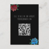 Zwart-wit bruiloft met tattoos, roos tattoo informatiekaartje (Achterkant)