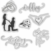 Zwart-wit bruiloft minimalist sticker (Voorkant)