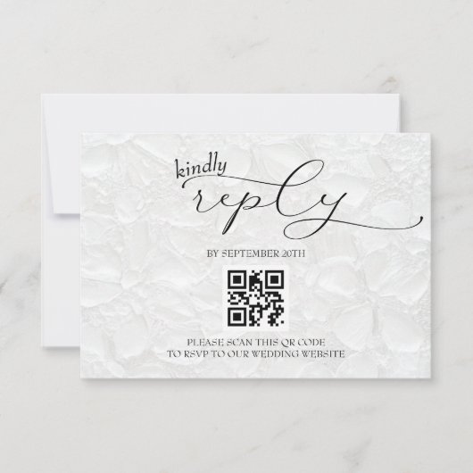 Zwart-wit bruiloft moderne eenvoudige QR RSVP Kaartje (Voorkant)