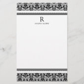 Zwart-wit bruiloft monogram briefpapier (Voorkant)