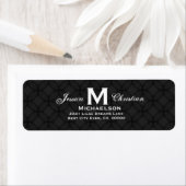 Zwart-wit Bruiloft Monogram M Gepersonaliseerd 01 Etiket (Insitu)