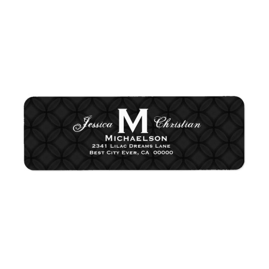 Zwart-wit Bruiloft Monogram M Gepersonaliseerd 01 Etiket (Voorkant)