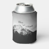 Zwart-wit bruiloft onder de bergen blikjeskoeler (Blikje Achterkant)