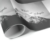Zwart-wit bruiloft onder de bergen cadeaupapier (Rol Hoek)