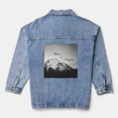 Zwart-wit bruiloft onder de bergen denim jacket (Achterkant)