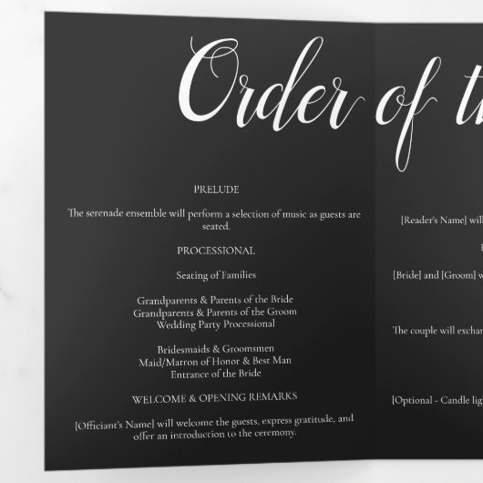 Zwart-wit bruiloft onder de bergen drieluik programma (Binnenzijde eerst)
