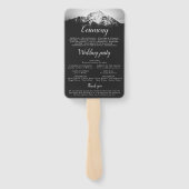 Zwart-wit bruiloft onder de bergen handwaaier (Achterkant)