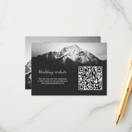 Zwart-wit bruiloft onder de bergen informatiekaartje
