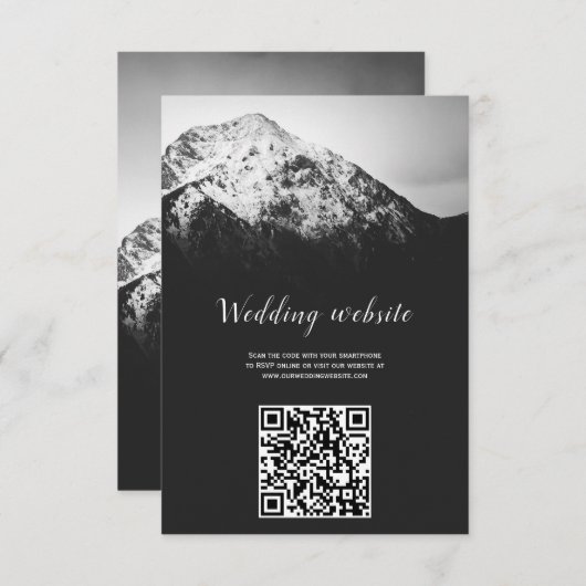 Zwart-wit bruiloft onder de bergen informatiekaartje (Voorkant / Achterkant)