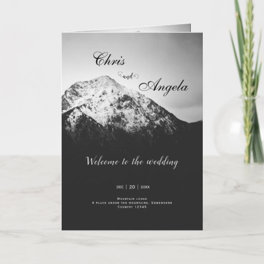 Zwart-wit bruiloft onder de bergen programma (Voorkant)
