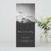 Zwart-wit bruiloft onder de bergen programmakaart (Staand voorkant)