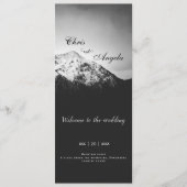 Zwart-wit bruiloft onder de bergen programmakaart (Voorkant)