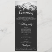 Zwart-wit bruiloft onder de bergen programmakaart (Achterkant)
