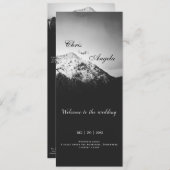 Zwart-wit bruiloft onder de bergen programmakaart (Voorkant / Achterkant)