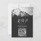 Zwart-wit bruiloft onder de bergen RSVP kaartje (Voorkant)